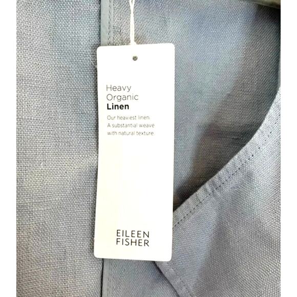 Eileen Fisher Organic Linen Dawn Drape Front Jacket |  Size M, Blue NWT $278 - Picture 5 of 10